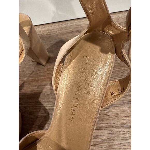 Stuart Weitzman Beige Suede Heels Sandals Size 7.5 - Picture 4 of 7